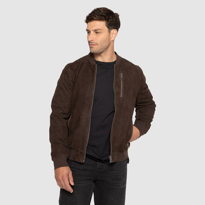 CHAQUETA DE CUERO BOMBER SUEDE