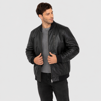 CHAQUETA DE CUERO BOMBER