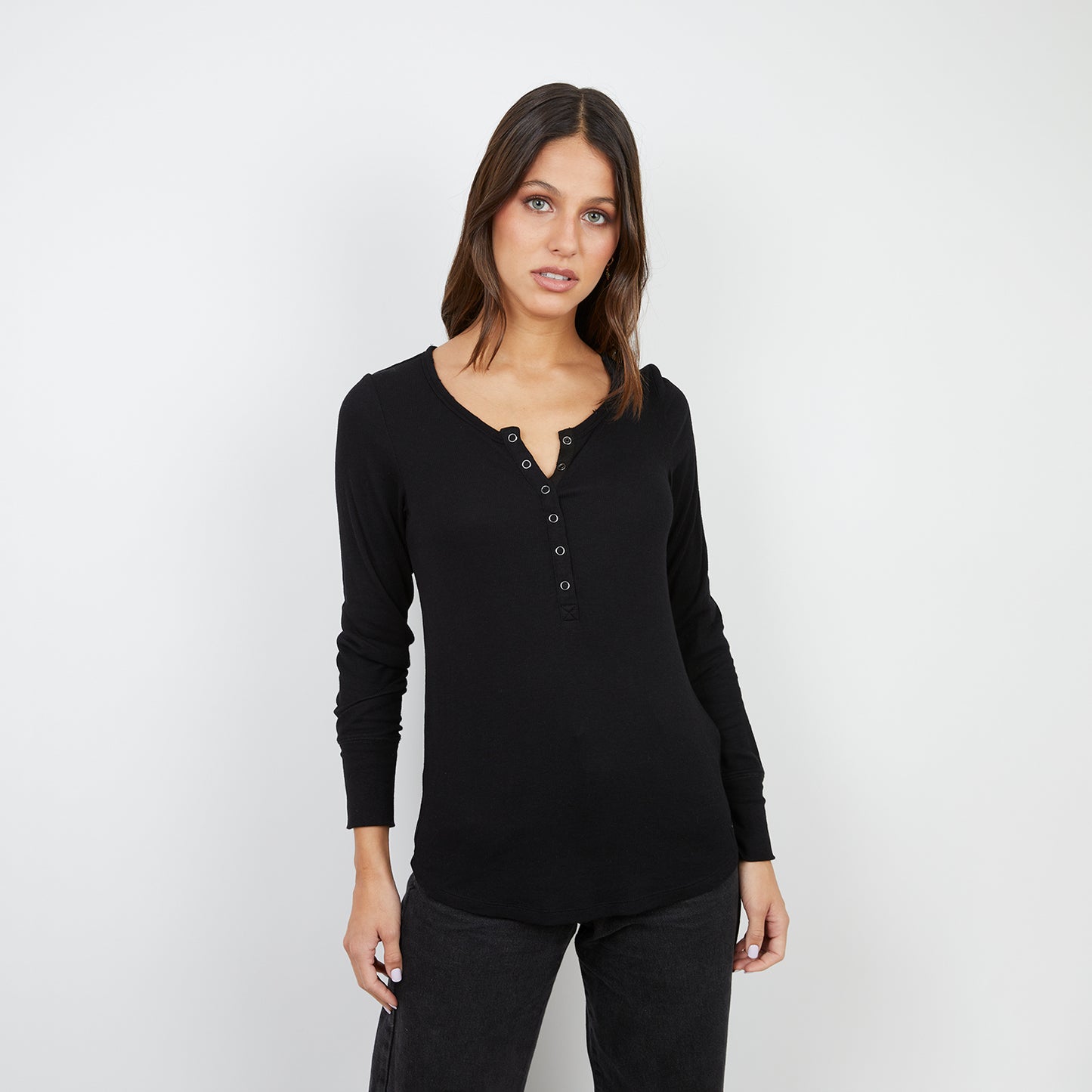 WOMEN RIB HENLEY