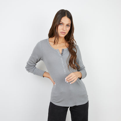 WOMEN RIB HENLEY